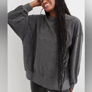 Aerie The Chill Cozy Crew Oversized Boxy Fit Fleece Crewneck Sweatshirt